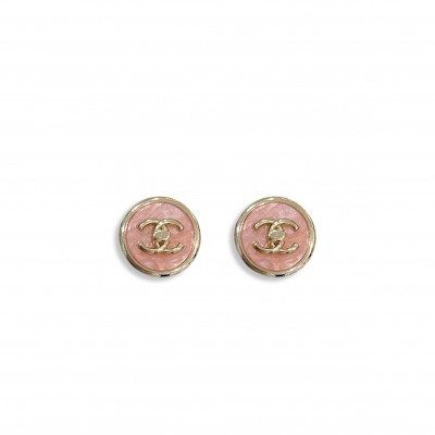 CHANEL 25B PINK ROUND EARRINGS ABG298